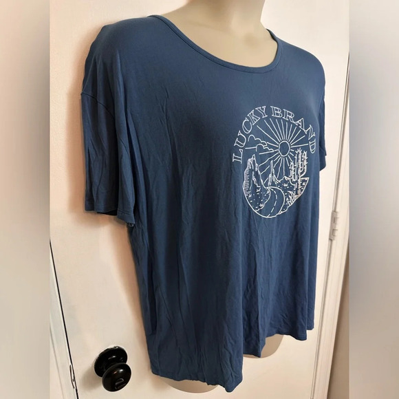 Lucky Brand Blue graphic roadtrip Soft Oversized T-shirt Size XXL #1349 - Picture 2 of 6
